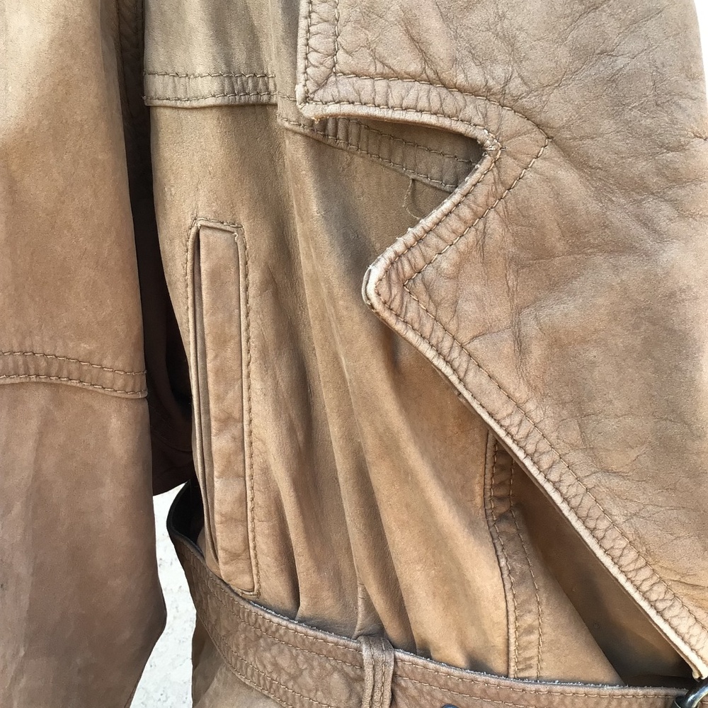 Comint Brown Genuine Leather Jacket Vintage - Picture 14 of 16